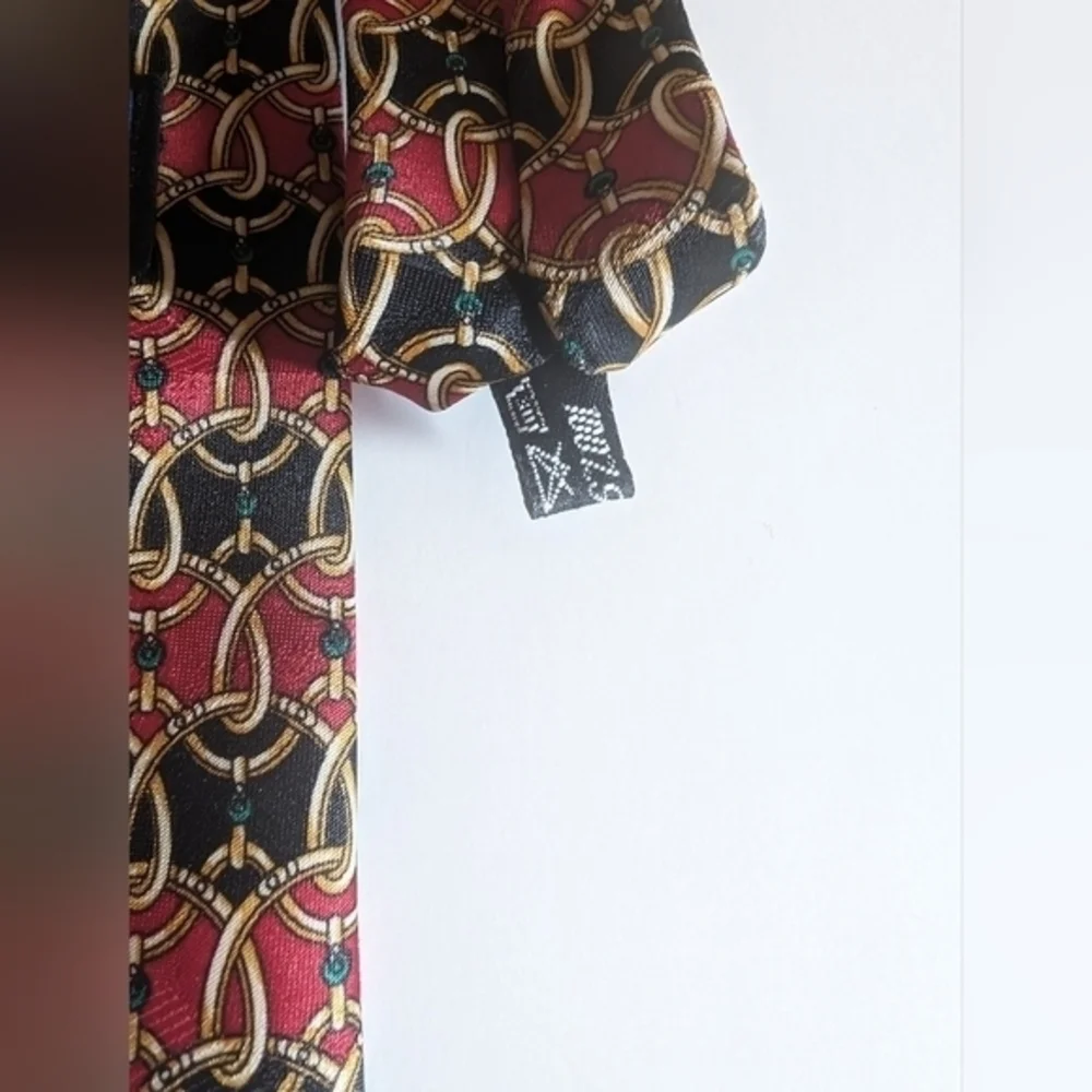 Men's Collection Adam Test Ink Luxury Red, Gold & Black Necktie‎